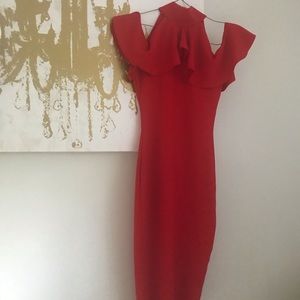 NWT red midi pencil dress